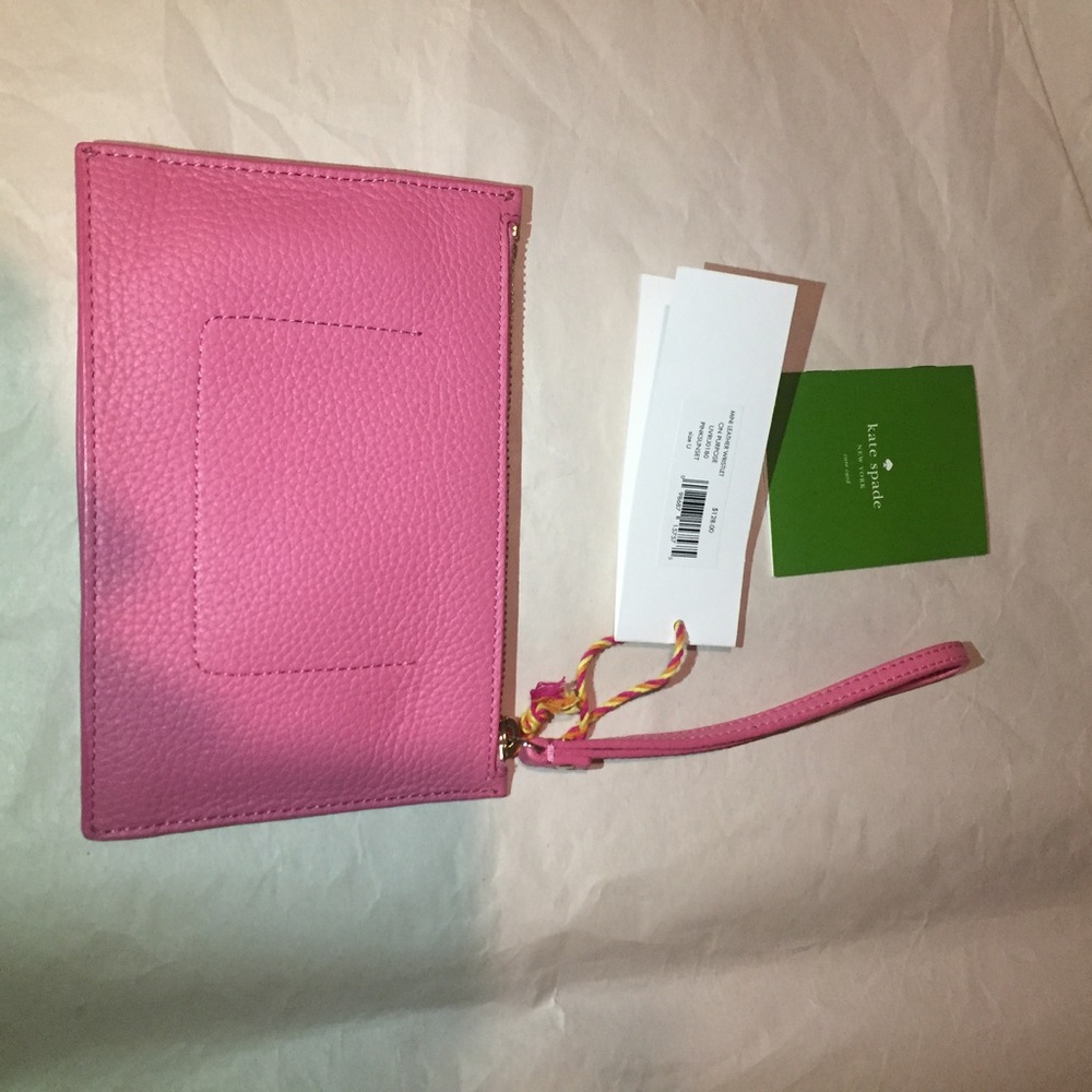 Kate spade mini leather pink Wristlet red hearts - Picture 4 of 8